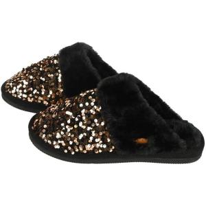 imageCC MultiOption Colorful SlipOn Slippers With Faux Fur Lining IndoorOutdoor House For WomenSequin  GoldBlack