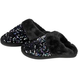 imageCC MultiOption Colorful SlipOn Slippers With Faux Fur Lining IndoorOutdoor House For WomenSequin  PurpleBlack