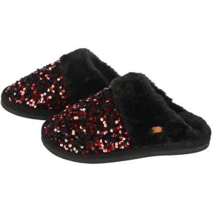 imageCC MultiOption Colorful SlipOn Slippers With Faux Fur Lining IndoorOutdoor House For WomenSequin  RedBlack