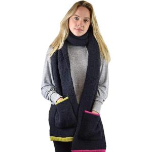 imageCC Multicolored Soft Winter Warm Sherpa Knit Pocket Extra Long Shawl ScarfBlackMulti
