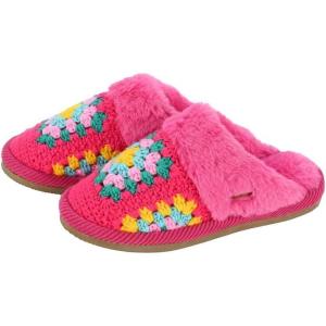 imageCC Pattern Knitted SlipOn Slippers With Faux Fur Lining IndoorOutdoor House For WomenCrochet Fuchsia