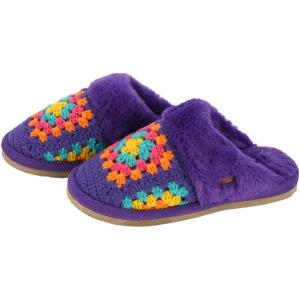 imageCC Pattern Knitted SlipOn Slippers With Faux Fur Lining IndoorOutdoor House For WomenCrochet Purple