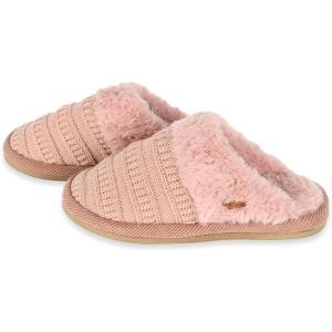 imageCC Pattern Knitted SlipOn Slippers With Faux Fur Lining IndoorOutdoor House For WomenRib Rose