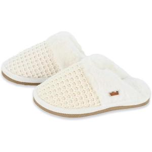 imageCC Pattern Knitted SlipOn Slippers With Faux Fur Lining IndoorOutdoor House For WomenWaffle Ivory