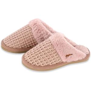 imageCC Pattern Knitted SlipOn Slippers With Faux Fur Lining IndoorOutdoor House For WomenWaffle Rose