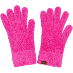 imageCC Plush Terry Chenille Gloves For Women  Fuzzy Stretchable Soft Warm Cold weather Winter GlovesHot Pink