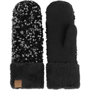 imageCC Sequin Mittens For Women  Stretchable Soft Warm Cold weather Winter GlovesBlack