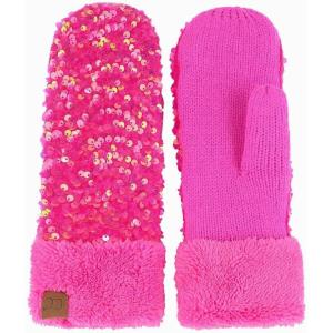 imageCC Sequin Mittens For Women  Stretchable Soft Warm Cold weather Winter GlovesHot Pink