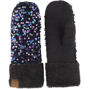 imageCC Sequin Mittens For Women  Stretchable Soft Warm Cold weather Winter GlovesPurple  Black