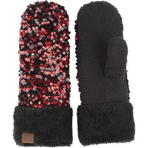 imageCC Sequin Mittens For Women  Stretchable Soft Warm Cold weather Winter GlovesRed  Black