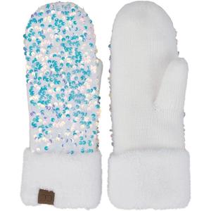 imageCC Sequin Mittens For Women  Stretchable Soft Warm Cold weather Winter GlovesWhite