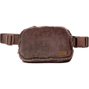 imageCC Sherpa Fanny Pack For Women Unisex  Fuzzy Daily Waist Crossbody Belt bag With Adjustable Strap TealFuzzyMocha