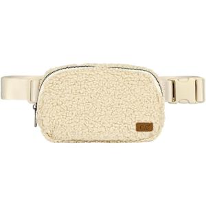 imageCC Sherpa Fanny Pack For Women Unisex  Fuzzy Daily Waist Crossbody Belt bag With Adjustable Strap TealSherpaBeige