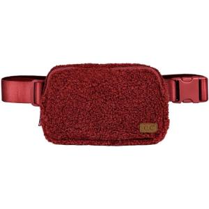 imageCC Sherpa Fanny Pack For Women Unisex  Fuzzy Daily Waist Crossbody Belt bag With Adjustable Strap TealSherpaBurgundy