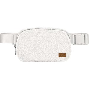 imageCC Sherpa Fanny Pack For Women Unisex  Fuzzy Daily Waist Crossbody Belt bag With Adjustable Strap TealSherpaIvory