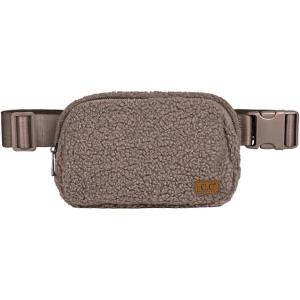 imageCC Sherpa Fanny Pack For Women Unisex  Fuzzy Daily Waist Crossbody Belt bag With Adjustable Strap TealSherpaTaupe