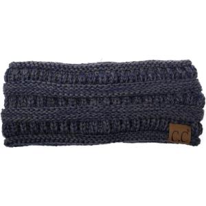 imageCC Soft Stretch Winter Warm Cable Knit Fuzzy Lined Ear Warmer Headband2 Tone NavyGrey