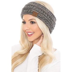 imageCC Soft Stretch Winter Warm Cable Knit Fuzzy Lined Ear Warmer Headband3 Tone Brown