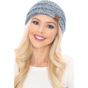 imageCC Soft Stretch Winter Warm Cable Knit Fuzzy Lined Ear Warmer Headband3 Tone Denim