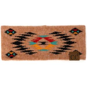 imageCC Soft Stretch Winter Warm Cable Knit Fuzzy Lined Ear Warmer HeadbandAztec Desert Sand