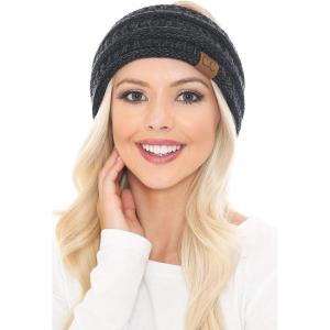 imageCC Soft Stretch Winter Warm Cable Knit Fuzzy Lined Ear Warmer HeadbandBlackCharcoal