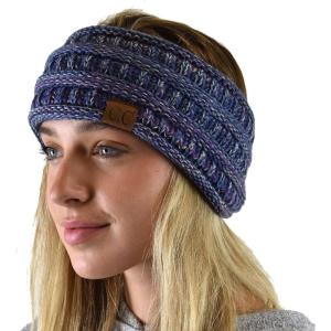 imageCC Soft Stretch Winter Warm Cable Knit Fuzzy Lined Ear Warmer HeadbandBluePurpleGray
