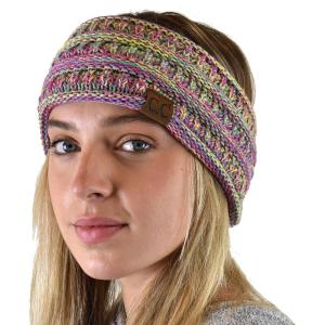 imageCC Soft Stretch Winter Warm Cable Knit Fuzzy Lined Ear Warmer HeadbandBright Mix