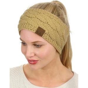imageCC Soft Stretch Winter Warm Cable Knit Fuzzy Lined Ear Warmer HeadbandCamel