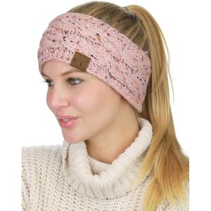 imageCC Soft Stretch Winter Warm Cable Knit Fuzzy Lined Ear Warmer HeadbandConfetti Indi Pink