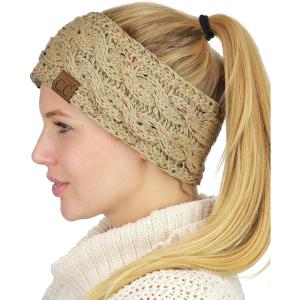 imageCC Soft Stretch Winter Warm Cable Knit Fuzzy Lined Ear Warmer HeadbandConfetti Latte
