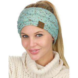 imageCC Soft Stretch Winter Warm Cable Knit Fuzzy Lined Ear Warmer HeadbandConfetti Mint