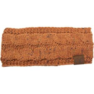 imageCC Soft Stretch Winter Warm Cable Knit Fuzzy Lined Ear Warmer HeadbandConfetti Rust