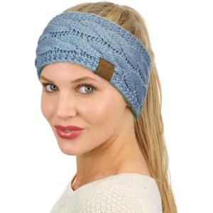 imageCC Soft Stretch Winter Warm Cable Knit Fuzzy Lined Ear Warmer HeadbandDenim