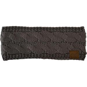 imageCC Soft Stretch Winter Warm Cable Knit Fuzzy Lined Ear Warmer HeadbandEarth Gray