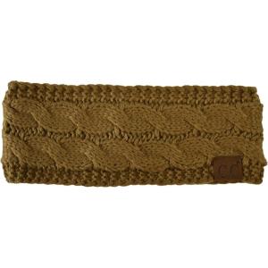imageCC Soft Stretch Winter Warm Cable Knit Fuzzy Lined Ear Warmer HeadbandGolden Walnut