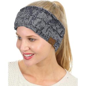 imageCC Soft Stretch Winter Warm Cable Knit Fuzzy Lined Ear Warmer HeadbandGrayLt Gray Mix