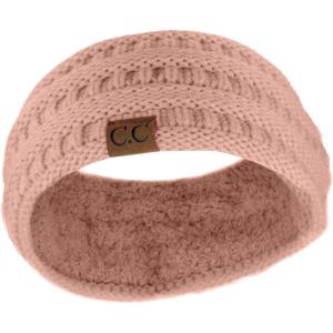 imageCC Soft Stretch Winter Warm Cable Knit Fuzzy Lined Ear Warmer HeadbandIndi Pink Ribbed