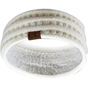 imageCC Soft Stretch Winter Warm Cable Knit Fuzzy Lined Ear Warmer HeadbandIvory Ribbed
