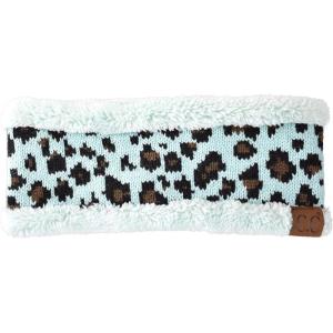 imageCC Soft Stretch Winter Warm Cable Knit Fuzzy Lined Ear Warmer HeadbandLeopard Mint