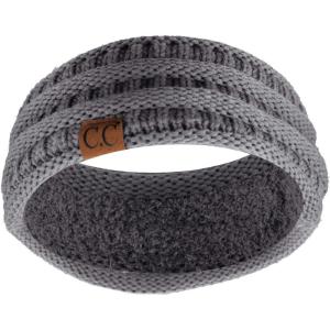 imageCC Soft Stretch Winter Warm Cable Knit Fuzzy Lined Ear Warmer HeadbandLight Melange Gray Ribbed