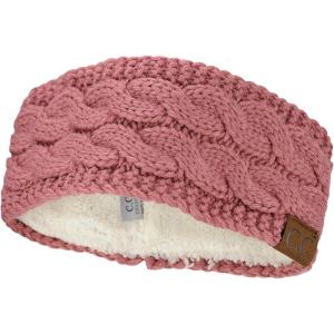 imageCC Soft Stretch Winter Warm Cable Knit Fuzzy Lined Ear Warmer HeadbandMauve