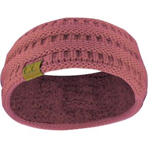imageCC Soft Stretch Winter Warm Cable Knit Fuzzy Lined Ear Warmer HeadbandMauve Ribbed