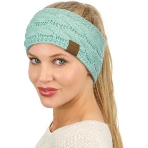 imageCC Soft Stretch Winter Warm Cable Knit Fuzzy Lined Ear Warmer HeadbandMint