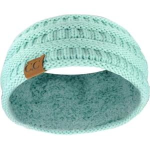 imageCC Soft Stretch Winter Warm Cable Knit Fuzzy Lined Ear Warmer HeadbandMint Ribbed