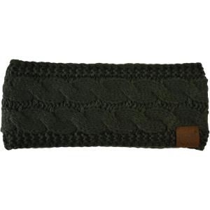 imageCC Soft Stretch Winter Warm Cable Knit Fuzzy Lined Ear Warmer HeadbandMoss