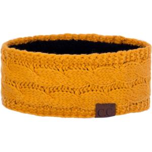 imageCC Soft Stretch Winter Warm Cable Knit Fuzzy Lined Ear Warmer HeadbandMustard