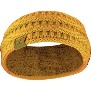 imageCC Soft Stretch Winter Warm Cable Knit Fuzzy Lined Ear Warmer HeadbandMustard Ribbed