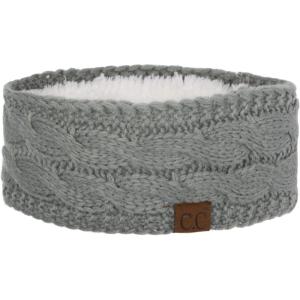 imageCC Soft Stretch Winter Warm Cable Knit Fuzzy Lined Ear Warmer HeadbandNatural Gray