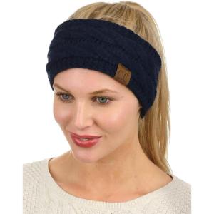 imageCC Soft Stretch Winter Warm Cable Knit Fuzzy Lined Ear Warmer HeadbandNavy