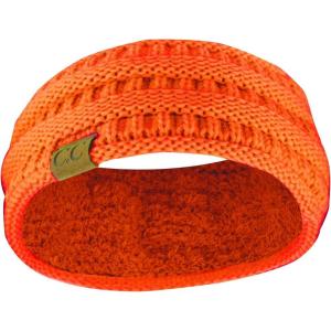 imageCC Soft Stretch Winter Warm Cable Knit Fuzzy Lined Ear Warmer HeadbandNeon Orange Ribbed